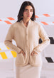 CREAM-HIGH NECK CARDIGAN FULL SLEEVES W-POCKET SWEATER (24X-014-66)