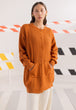 RUST-ROUND NECK FULL SLEEVES CARDIGAN W-POCKET SWEATER (24X-066-66)