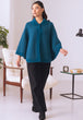 TEAL CAPE STYLE FULL SLEEVES CARDIGAN SWEATER (24X-073-66)