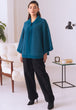 TEAL CAPE STYLE FULL SLEEVES CARDIGAN SWEATER (24X-073-66)