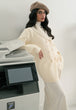 OFF WHITE COAT COLLAR FULL SLEEVES CARDIGAN SWEATER (24X-076-66)