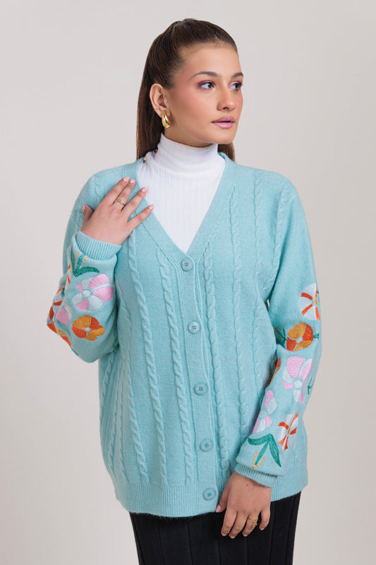 AQUA-FULL SLEEVES CARDIGAN SWEATER (24X-091-66)