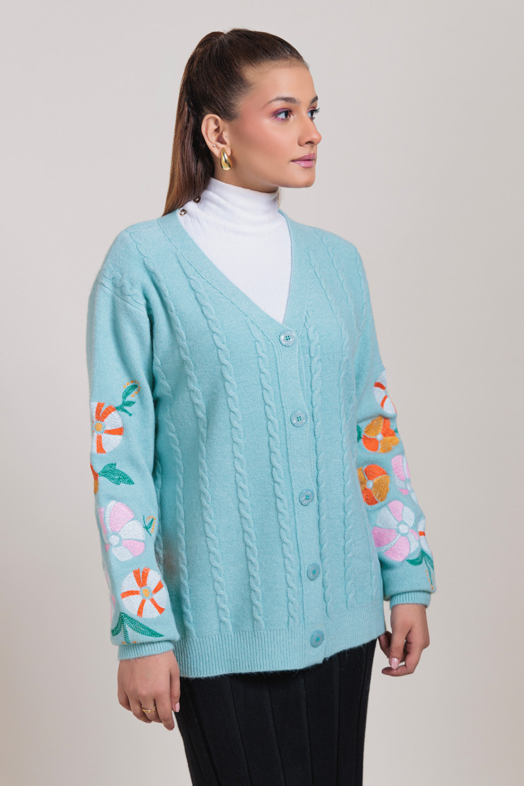 AQUA-FULL SLEEVES CARDIGAN SWEATER (24X-091-66)