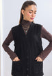 BLACK-SANDO V-NECK CARDIGAN SWEATER (24X-158-66)