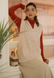 BEIGE-SANDO V-NECK CARDIGAN SWEATER (24X-160-66)