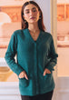 C-GREEN-FULL SLEEVE V-NECK-CARDIGAN SWEATER (24X-161-66)