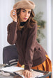 BROWN-FULL SLEEVE V-NECK-CARDIGAN SWEATER (24X-165-66)