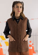 BROWN-SANDO V-NECK CARDIGAN SWEATER (24X-176-66)