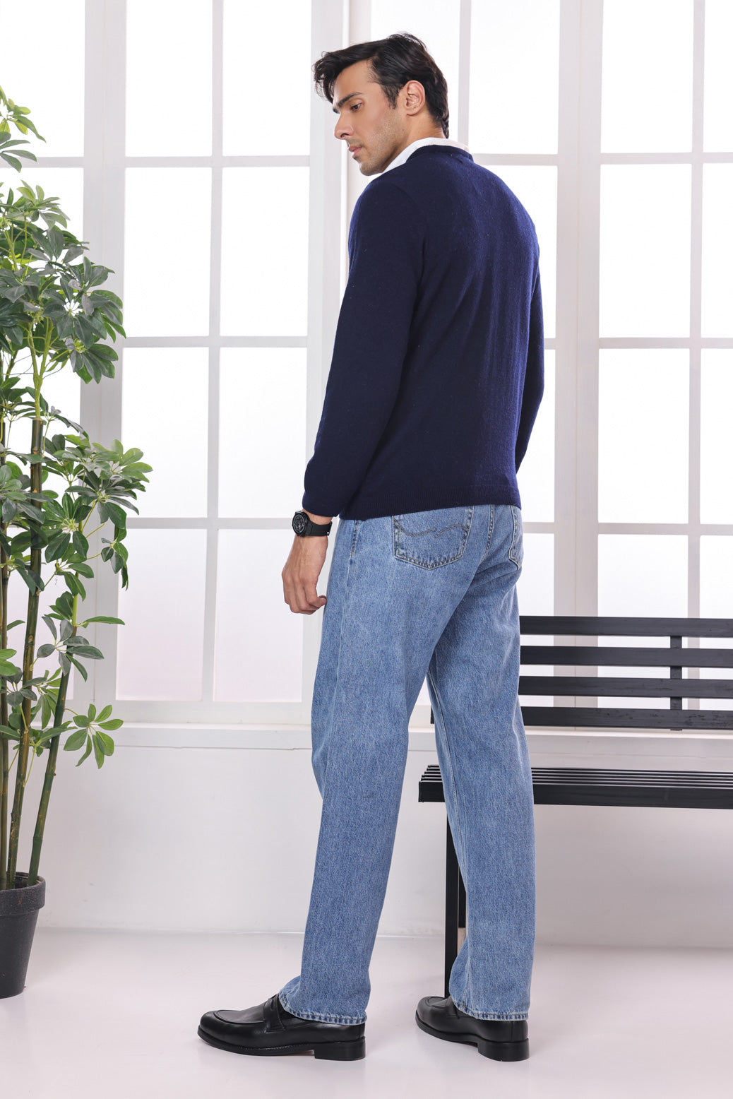 DN-BLUE-V-NECK FULL SLEEVES SWEATER (505-15)