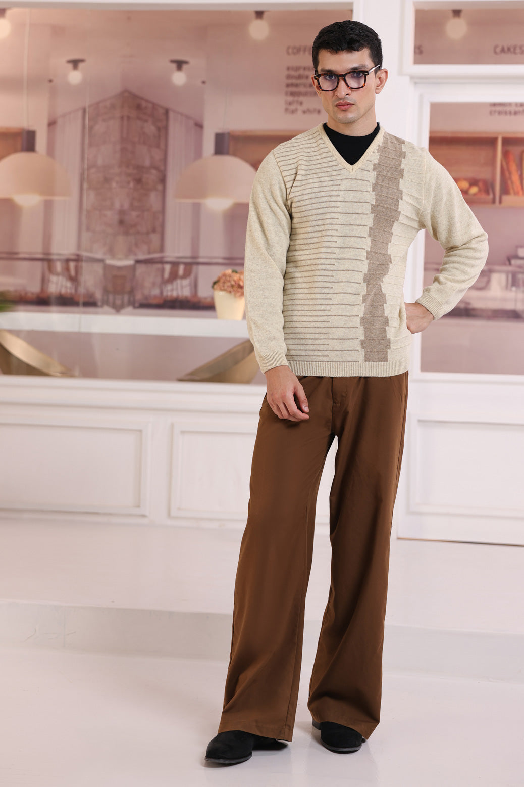 SWAN-V-NECK FULL SLEEVES SWEATER (519-15)