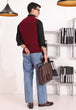 O-MAROON-V-NECK SANDO SWEATER (657-15)