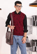 O-MAROON-V-NECK SANDO SWEATER (657-15)