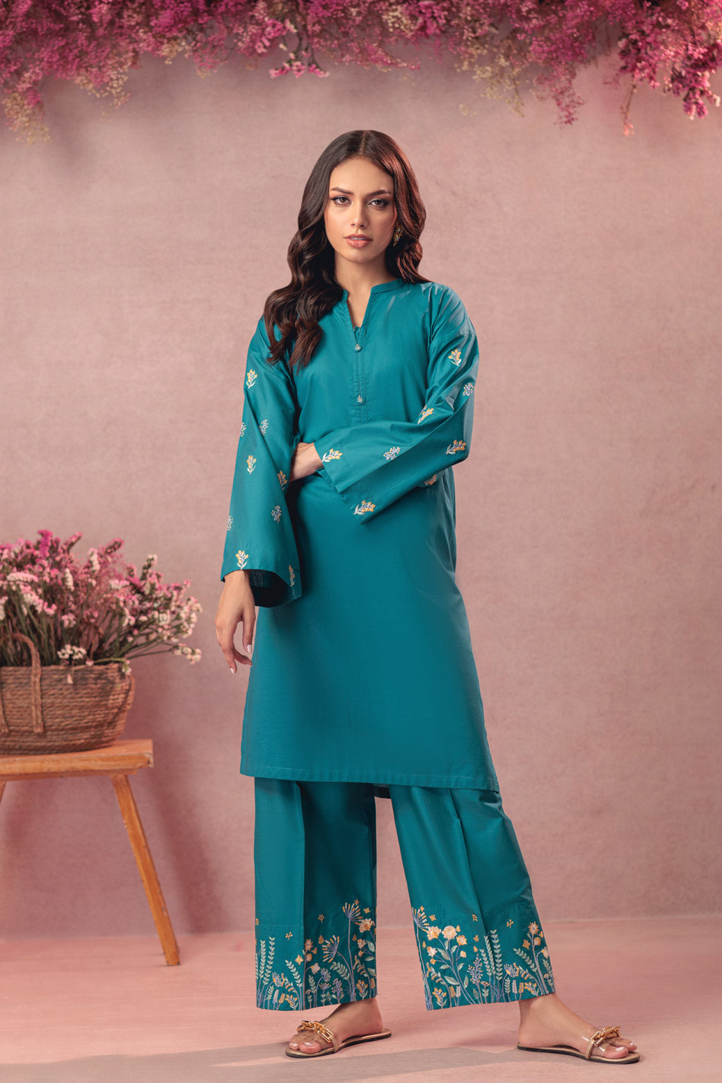 TEAL-CAMBRIC-2 PIECE (6S24B2P117)