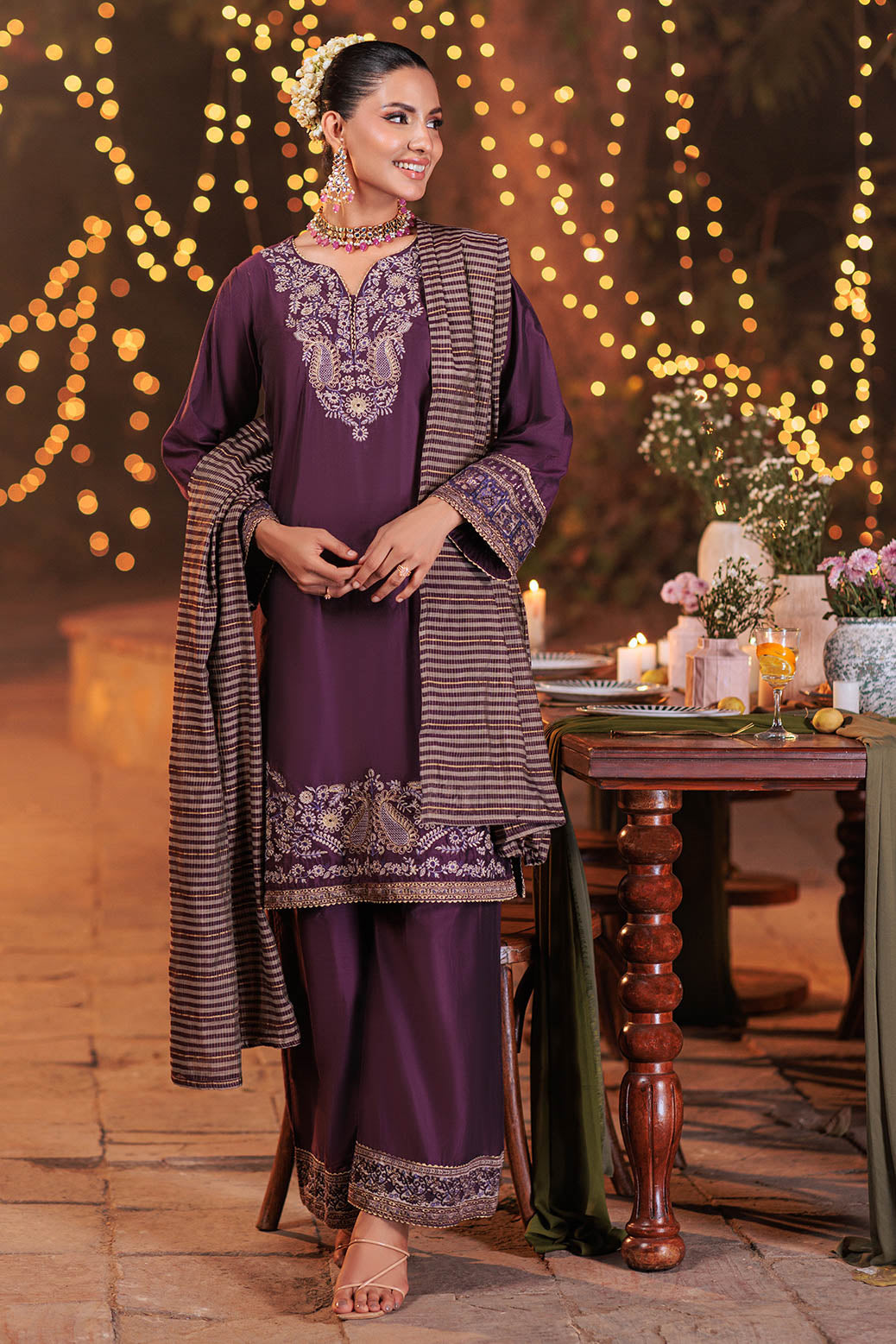 PURPLE-RAW SILK-3 PIECE (6S24C3P187)