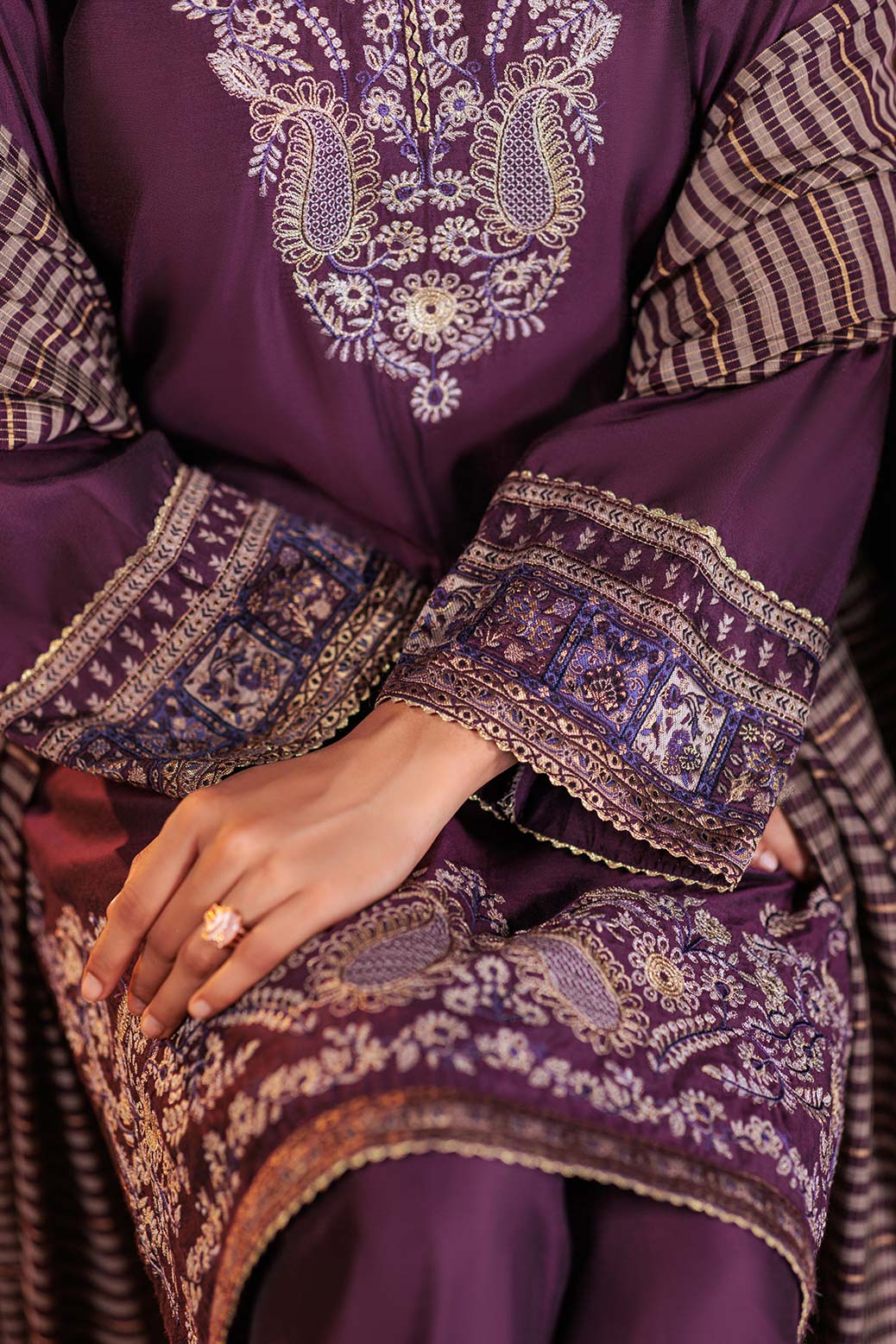 PURPLE-RAW SILK-3 PIECE (6S24C3P187)