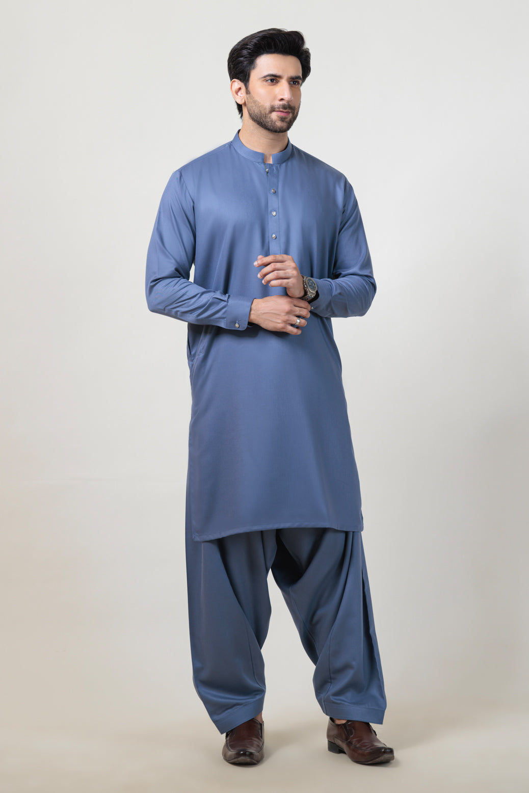 M-GREY-BLENDED-SHALWAR SUIT - (GSBW24-006)