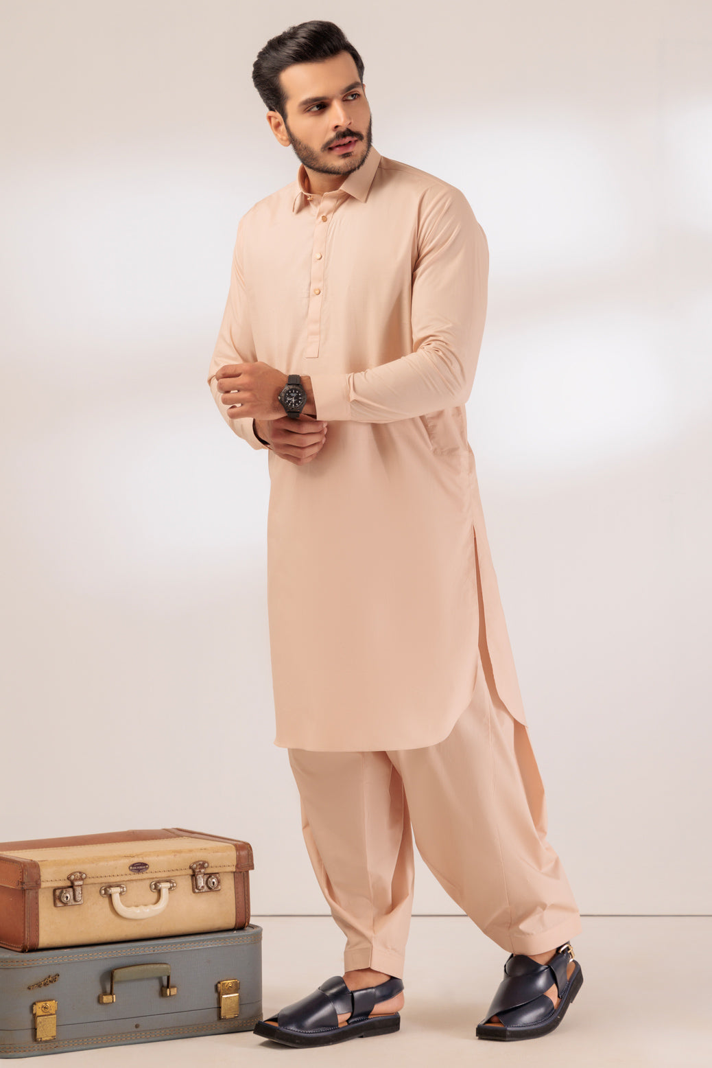 SO-BEIGE-BLENDED-SHALWAR SUIT - (GSSR24-021)