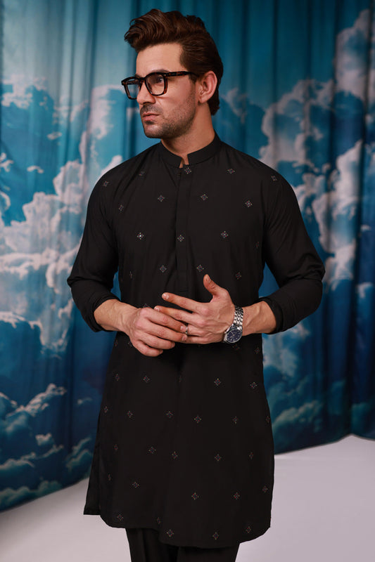 BLACK-BLENDED-KURTA TROUSER - (KSR24-017)