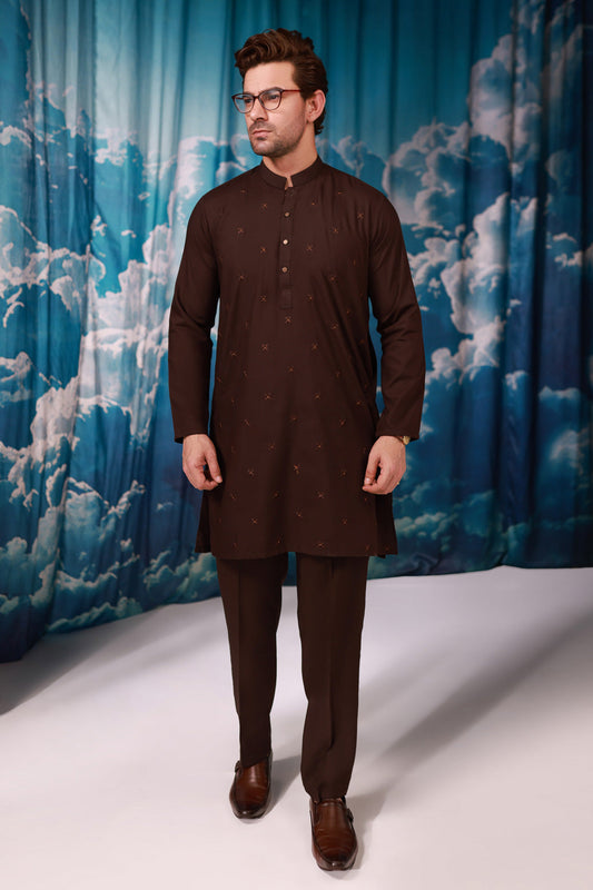 D-WALNUT-BLENDED-KURTA TROUSER - (KSR24-026)