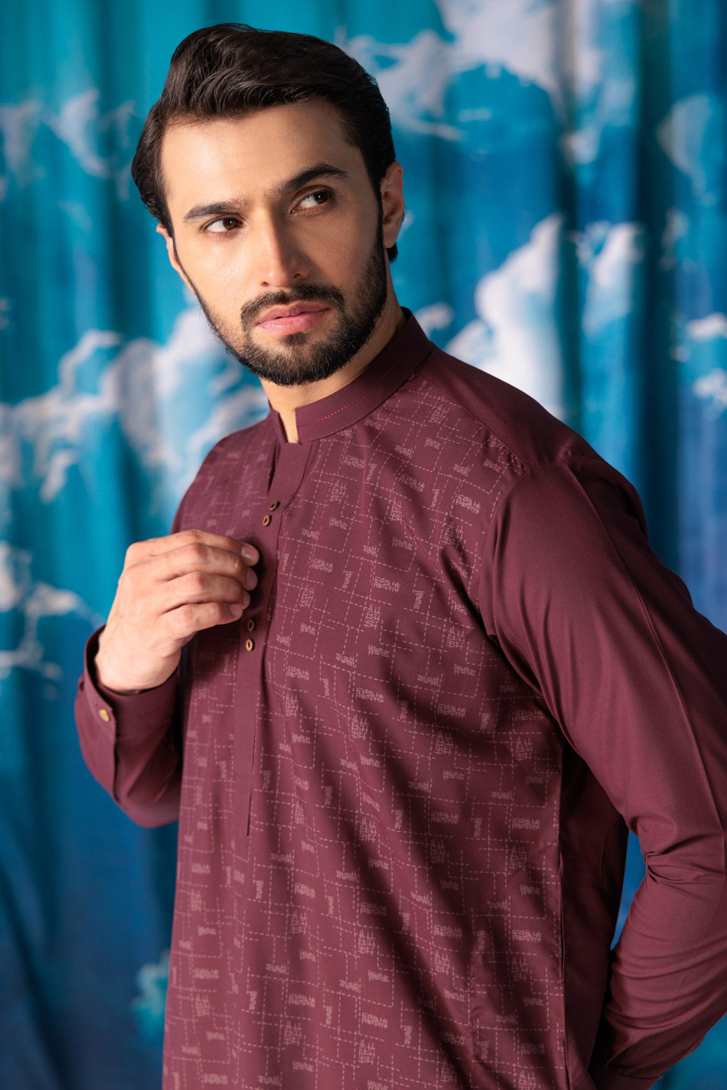 WINE-BLENDED-KURTA TROUSER - (KSW24-004)