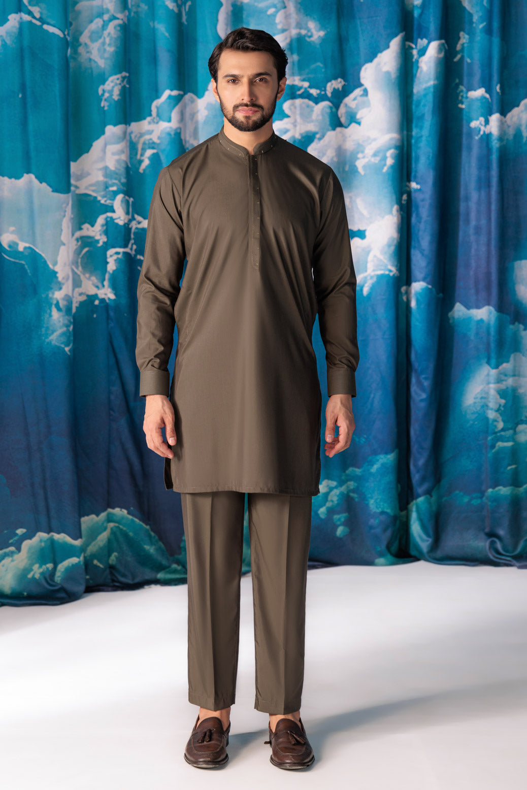 V-GREEN-BLENDED-KURTA TROUSER - (KSW24-006)