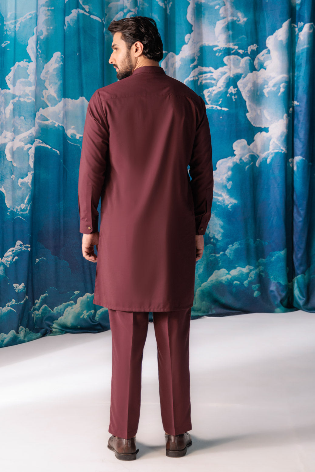 MO-RED-BLENDED-KURTA TROUSER - (KSW24-008)