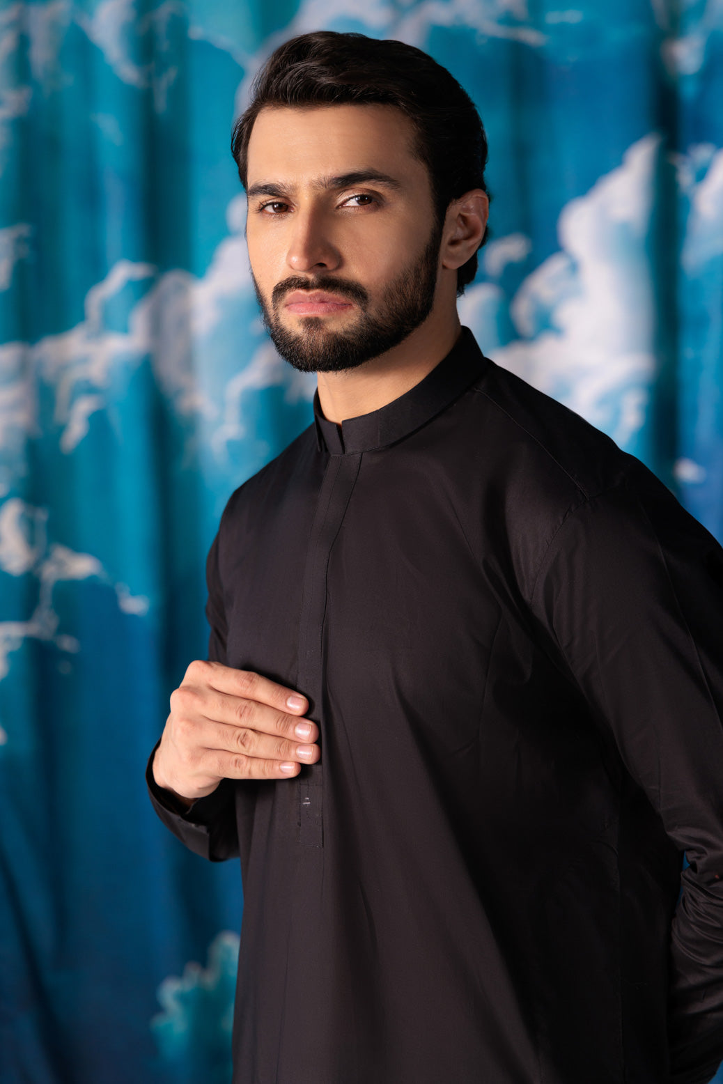 BLACK-BLENDED-KURTA TROUSER - (KSW24-011)