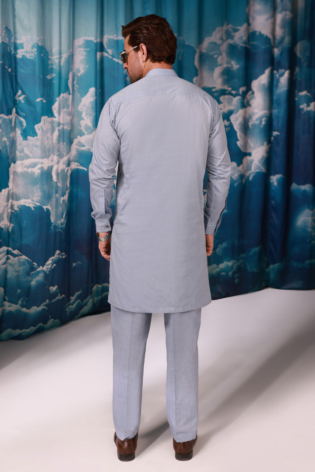 D-BLUE-YARN DYED-KURTA TROUSER - (KSW24-016)