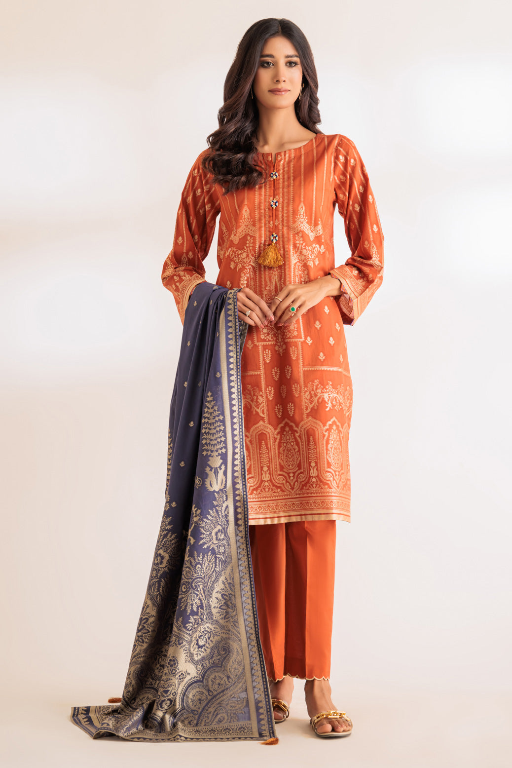 RUST-JACQUARD-3 PIECE (SJ1243P01)