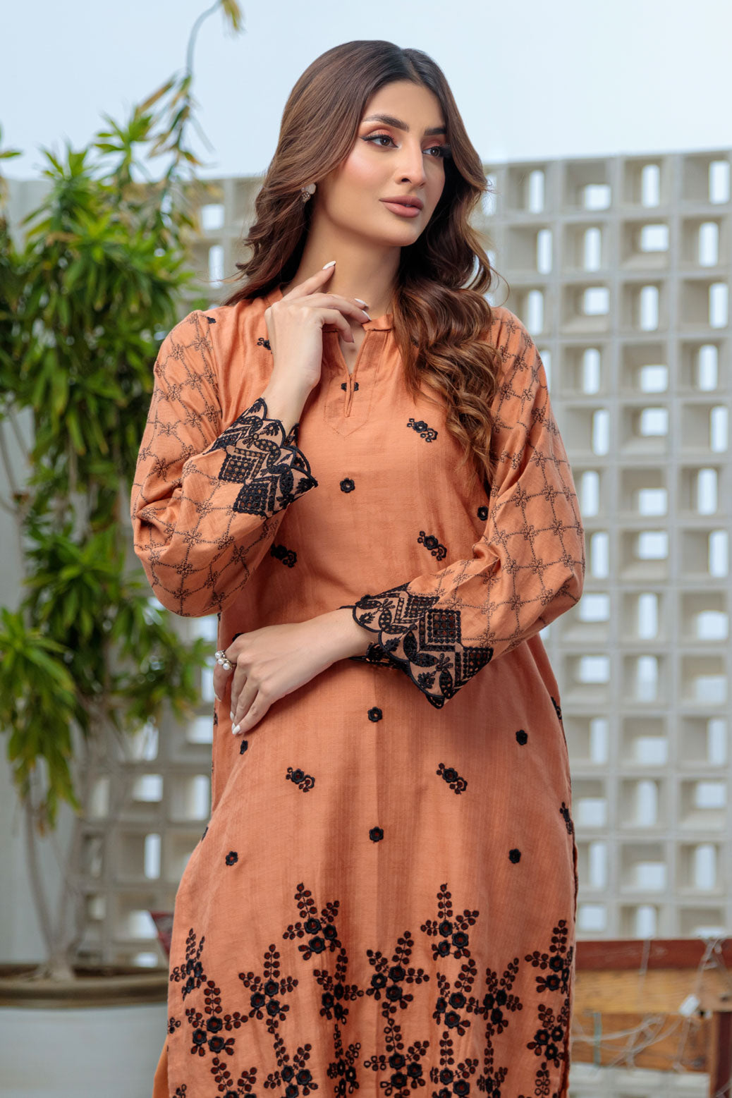 BROWN-JACQUARD-2 PIECE (SS1242P11)