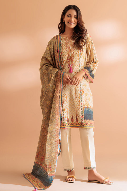 BEIGE-LAWN-3 PIECE (SS1243P08)